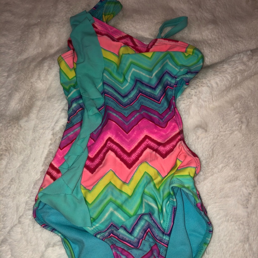 Stripped rainbow one piece swimsuit